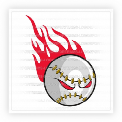 Sports Logo Part of Flaming Baseball With Eyes Flames On ...