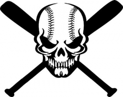 DD029 Baseball Skull And Crossbones Decal Sticker | 7-Inches By 5.5-Inches  | Premium Quality Black Vinyl