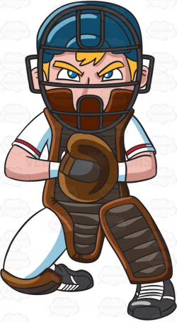 A baseball catcher fiercely concentrates during a game ...