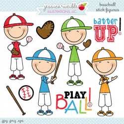 Baseball Boy Stick Figures Cute Digital Clipart - Commercial ...