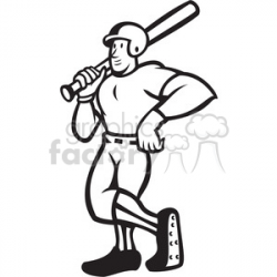 black and white baseball player standing shield clipart. Royalty-free  clipart # 388139