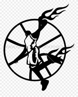 Basketball Clipart T Shirt - Black And White Fire Basketball ...