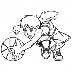 Sports Clipart Image of Black White Girls Basketball Player ...