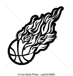 Clip Art of vector, flame, fire, ball, black, basketball ...