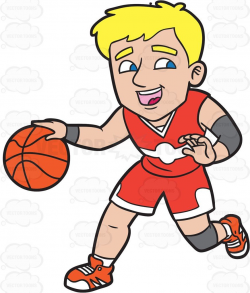 A Happy Male Basketball Player Dribbling A Ball #cartoon #clipart ...