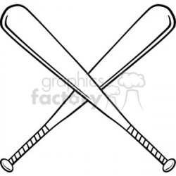 Black and White Crossed Baseball Bats clipart. Royalty-free clipart # 396090