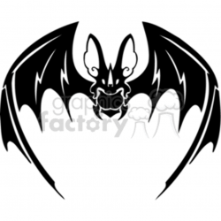 Black and white forward facing scary bat clipart. Royalty-free clipart #  372974