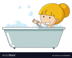 A girl taking a bath