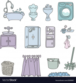 Various types of furniture for bathroom in elegant vector image