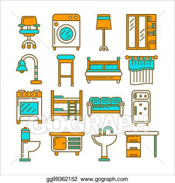 Vector Clipart - Modern comfortable furniture in same colors ...