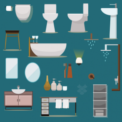 Flat design bathroom furniture collection - Download Free ...