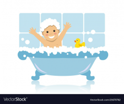 Kid takes a bath