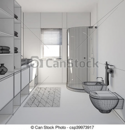 3D interior rendering a modern bathroom