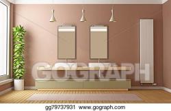 Stock Illustration - Modern brown bathroom. Clipart ...