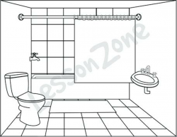 Bathroom clipart black and white, Bathroom black and white ...