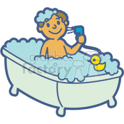 boy taking a bath cartoon clipart. Royalty-free clipart # 397923