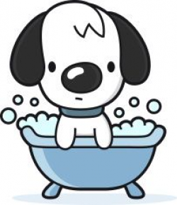 cartoon dog takes a bath in the bathtub vector art ...