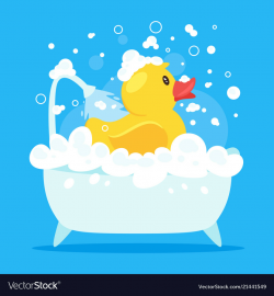 Rubber duck taking a bath