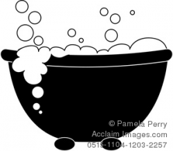Clip Art Image of a Silhouette of a Bubble Bath