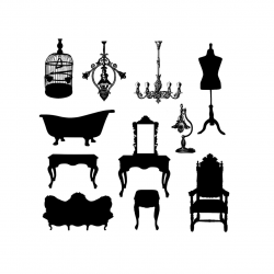 Instant Download, Antique Vintage Furniture Silhouette ...