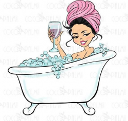 Fashion Clipart Light Skin Bubble Bath Clipart Cute Girl ...