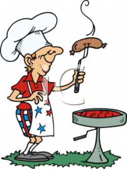 iCLIPART - Man Cooking a Sausage on a BBQ | Free clipart ...