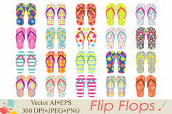 Flip Flops Clipart Beach shoes graphics Summer vector illustration