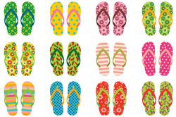 Cute flip flops clipart, Colorful flip flop clip art, Summer ...