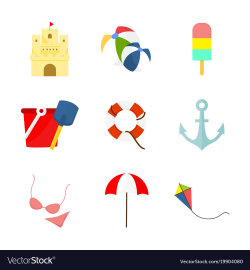 Beach travelling related stuff set