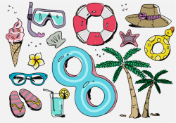 Beach Vacation Stuff Hand Drawn Vector Illustration ...