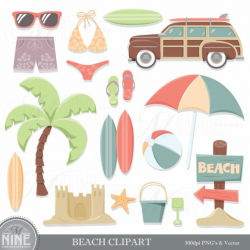 Vintage BEACH Clip Art / Beach Theme Clipart Download ...