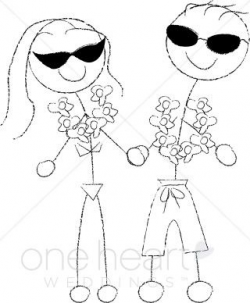 Beach Wedding Couple Clipart | Cartoon Wedding Clipart ...