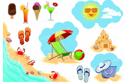 Summer Beach, Clipart, Vector, SVG, PNG . (vr)