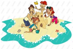 Family At The Beach Clip Art Royalty Free Clipart Vector Cartoon ...
