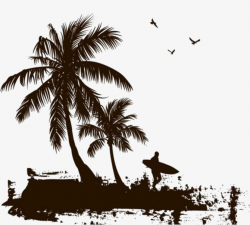 Beach Silhouette, Silhouette, Decoration, Flat PNG Transparent Image ...