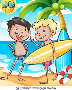 Vector Stock - Boys and beach. Clipart Illustration gg81506072 - GoGraph