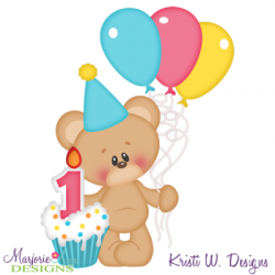 1st Birthday Bear SVG Cutting Files Includes Clipart | Paper ...