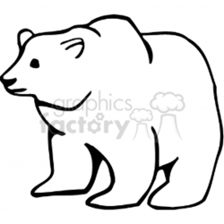 Black and white line art outline of bear clipart. Royalty-free clipart #  130038