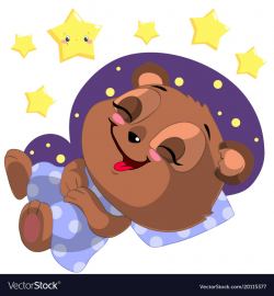 Sleeping cartoon bear clipart with moon and