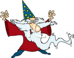 A Wizard With A Long Beard Casting A Spell With His Hands ...