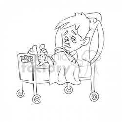 child sick in hospital bed black white clipart. Royalty-free clipart #  393508
