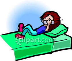 A Person In Bed Talking on the Phone - Royalty Free Clipart Picture