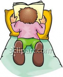 A Person Reading In Bed - Royalty Free Clipart Picture
