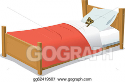 EPS Illustration - Cartoon bed with teddy bear. Vector ...