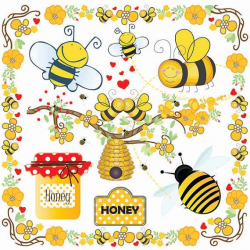 Bees Clip Art-Bumble Bee Beehive Clip Art-Buzzy Bee Clip art-Honey ...