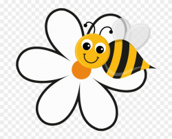 Sunflower Clipart Busy Bee - Cartoon Bee On A Flower - Png Download ...