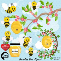 Bumble Bee Clipart, Honey bees clipart, Bee Clipart, Busy Bee Clip Art,  AMB-1053