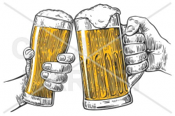 Two hands clinking beer mug Graphics Two hands holding and ...