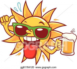 EPS Illustration - Cartoon sun drinking beer. vector ...