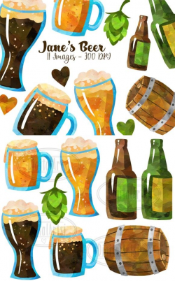 Watercolor Beer Clipart | Illustrations | Beer clipart, Clip ...